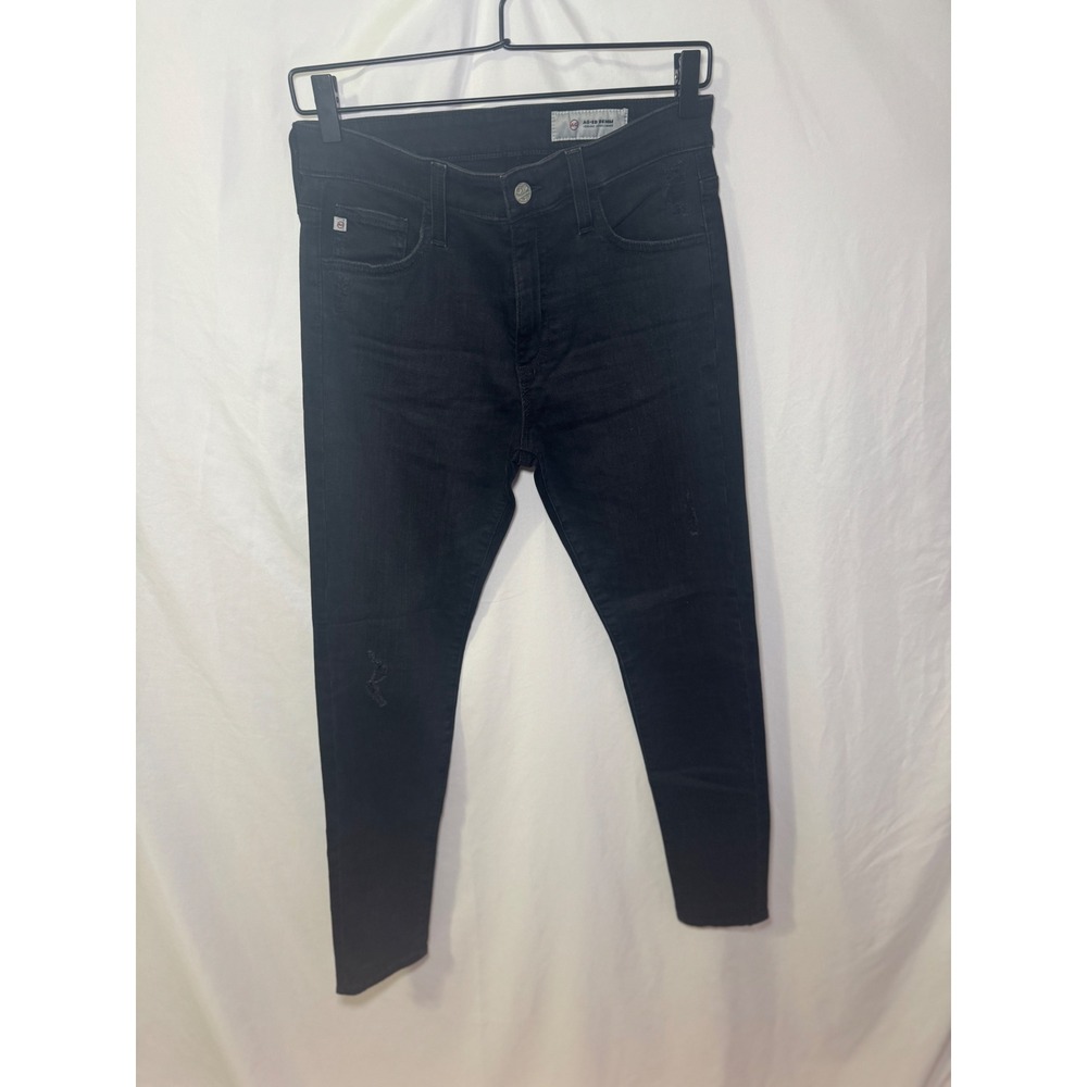 AG Adriano Goldschmied Skinny Jeans 27 Black Distressed Raw Hem NWOT Premium